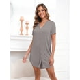 thumbnail image 5 of PinkBeautiM Nightgowns for Women Button Down Sleepshirts Short Sleeve V Neck Nightshirt Soft Sleepwear 3 Pack, 5 of 7
