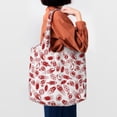 thumbnail image 4 of Xecao's Red Football Canvas Tote Bag is a versatile choice for women, serving as a stylish beach bag, shopping bag,and reusable grocery bag., 4 of 5