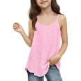 thumbnail image 4 of UACY Girls Cotton Linen Tank Tops Summer Casual Sleeveless Plain Spaghetti Strap Camisole Tween Cute Vacation Undershirts (Pink, 6-7 Years), 4 of 5