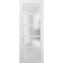 Lite Slab Barn Door Panel 24 x 80 | Quadro 4002 White Silk with Frosted Opaque Glass | Sturdy Finished Wooden Modern Doors | Pocket Closet Sliding