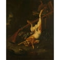 thumbnail image 2 of Melchior d'Hondecoeter 12x14 Black Ornate Wood Framed Double Matted Museum Art Print Titled: A Hunter's Bag, with Dead Hare (1660 - 1695), 2 of 5