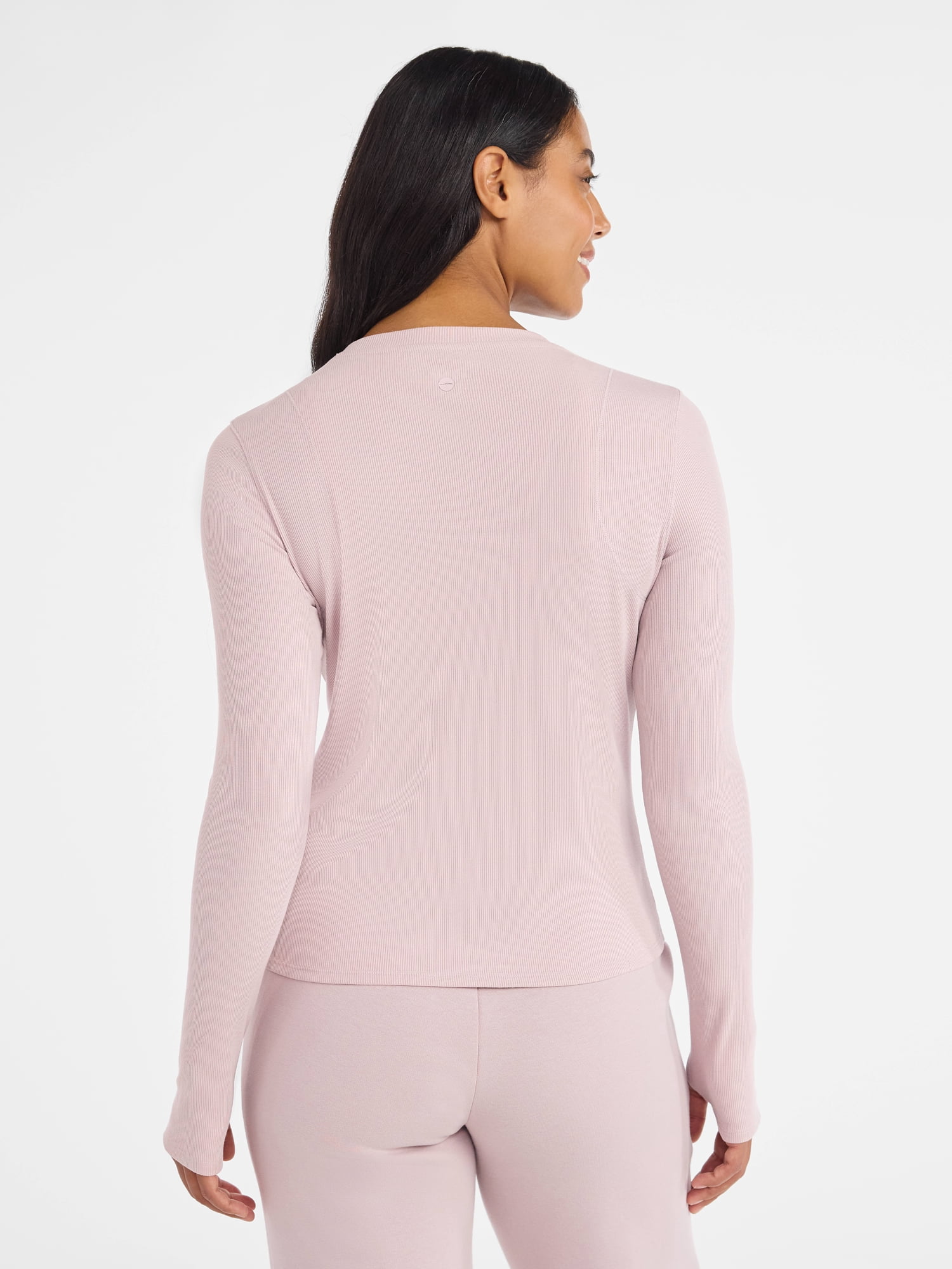 Avia Women's and Women's Plus Rib Seamed Long Sleeve Tee, Sizes XS-4X