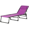 thumbnail image 2 of Resenkos Foldable Chaise Lounge, 4-Position Reclining Back, Trifold Portable design And Breathable Mesh, Purple, 2 of 11