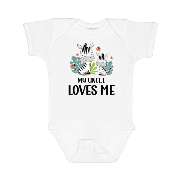 Inktastic Zebra My Uncle Loves Me Boys or Girls Baby Bodysuit