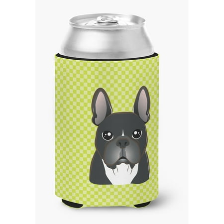 

Checkerboard Lime Green French Bulldog Can or Bottle Hugger