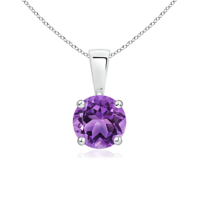 Angara Collier en Améthyste Naturelle - Pendentif Solitaire Rond en Améthyste avec Broches en Platine pour Femmes