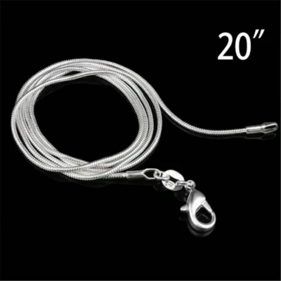 GKNET 10Pcs Wholesale 925 Sterling Silver Solid 1MM Snake Chain Necklace Jewellery New-20inch-10Pcs