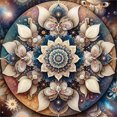 thumbnail image 4 of Ambesonne Mandala Duvet Cover Set, Dreamy Astral Floral Boho, Calking, Eggshell Sea Blue Indigo, 4 of 5