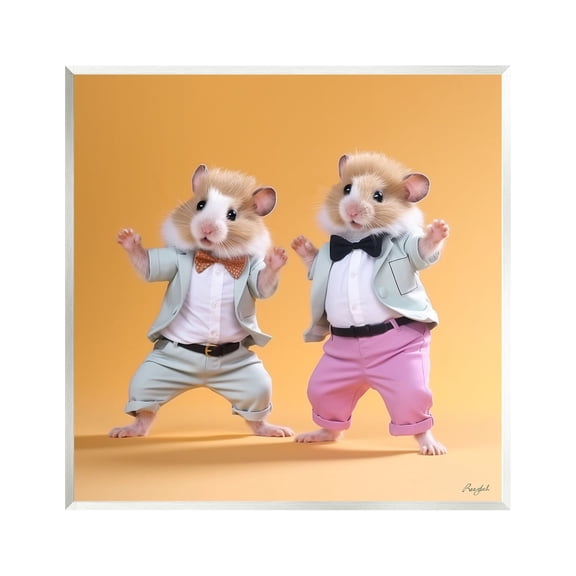 Stupell Industries Dancing Hamsters Duo Animals & Insects Painting Unframed Art Print Wall Art, 12 x 12