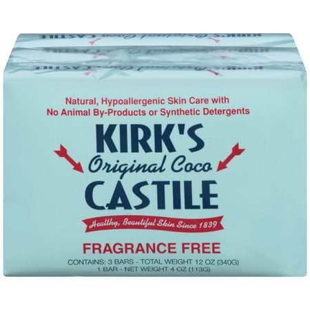Kirk's Natural Original Coco Castile Bar Soap, Fragrance Free, 4 Oz, 3 (Best Castile Soap Brands)