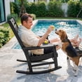 thumbnail image 3 of Devoko Outdoor Rocking Chair Presidential Rocker HDPE All-weather Chair (One Chair Only), Black, 3 of 7