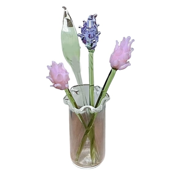 AOOOWER Handmade Glass Flower Vase For Dining Table Bookshelf Home Flower Arrangement