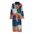 thumbnail image 6 of Long Wool Trench Coat Women,Womens Lapel Peacoat Winter Double-Breasted Retro Printed Outerwear Mid Long Jacket Casual Trench Coat, 6 of 9