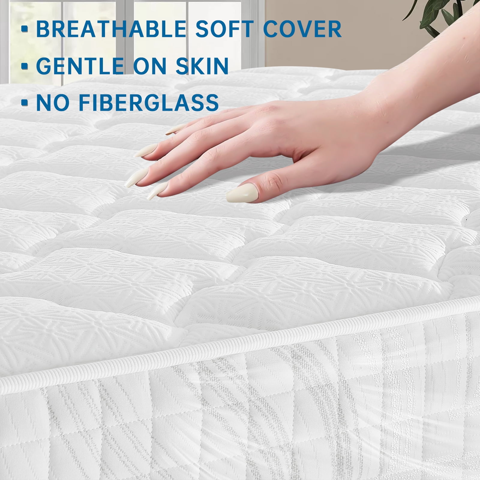 BMMB 10" Fresh Breathing King Size Medium Firm Adult Kids Supportive Hybrid Mattress 3 Zone Design Breathable Durable Comfortable Cover