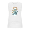 thumbnail image 4 of ITSAME Womens Crewneck Tank Tops Flower Print Sleeveless Blouse Breathable Summer Casual Tops White Size 2XL, 4 of 6