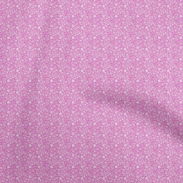oneOone Coton Cambric Rose Fuchsia Tissu Floral Matière de Robe Tissu Imprimé Tissu au Mètre 56 Pouces de Large