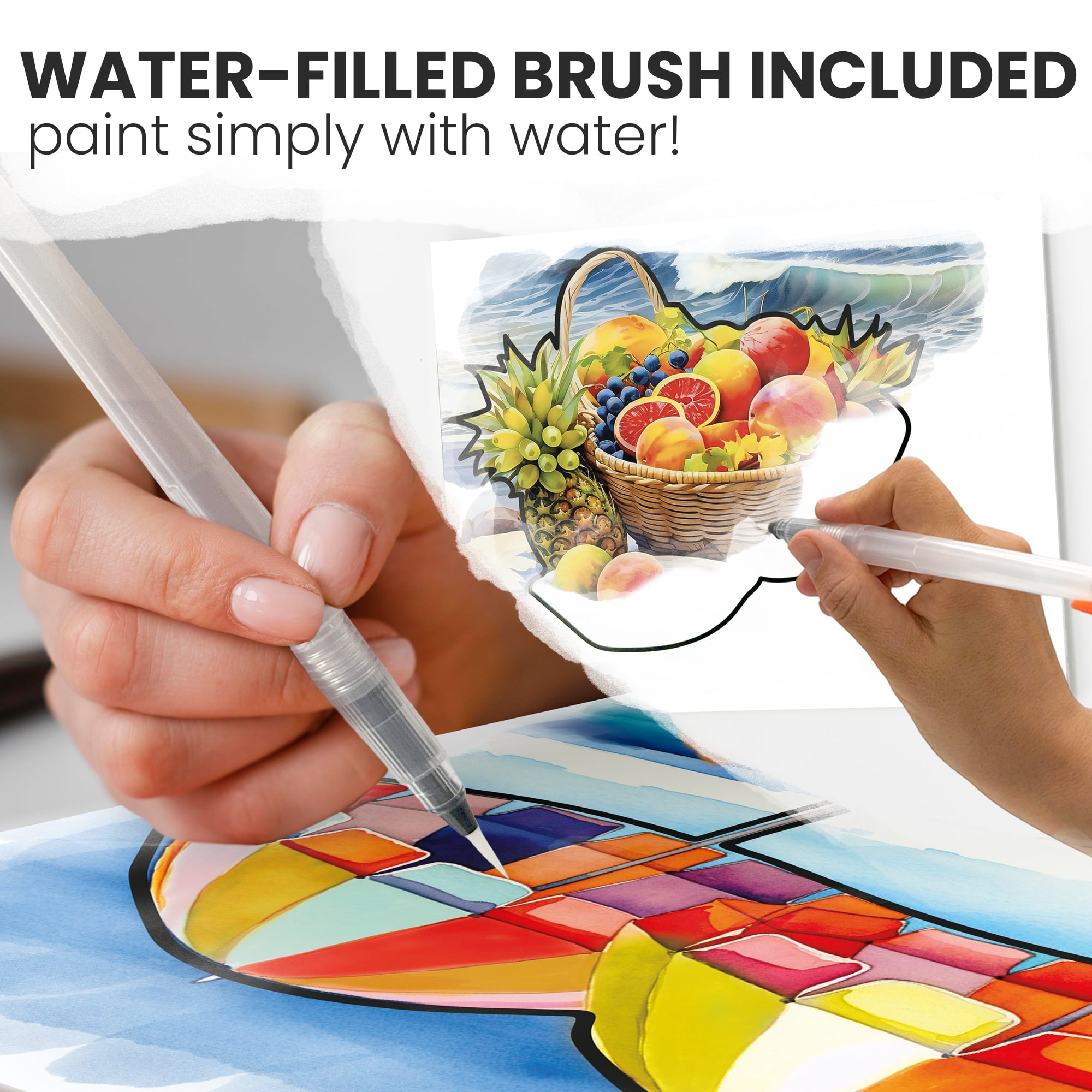 Quokka 10-Pack Water Painting Kit – Reusable Art Activity for Seniors, Multicolor with Brush