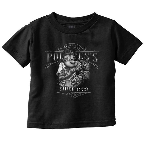 Cool Popeye's Tattoo Shop Cartoon Toddler Boy Girl T Shirt Infant Toddler Brisco Brands 6M