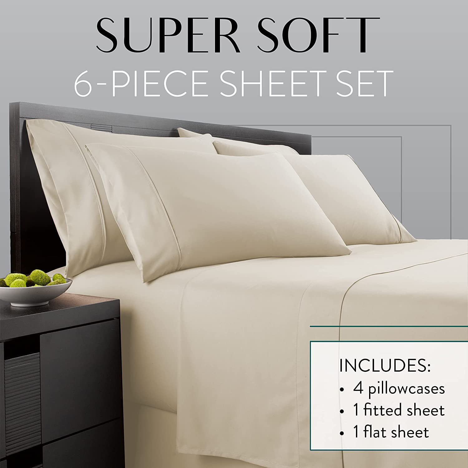  Danjor Linens Queen Sheet Set - 6 Piece Set Including 4  Pillowcases - Deep Pockets - Breathable, Soft Bed Sheets - Wrinkle Free -  Machine Washable - Black Sheets for Queen Size Bed - 6 pc : Home & Kitchen