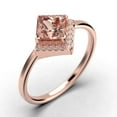 thumbnail image 3 of Boho & hippie 1.50 Carat Princess Cut Morganite And Diamond Moissanite Dainty Engagement Ring, Classic Wedding Ring in 10k Solid Rose Gold, Gift For Her, Promise Ring, Anniversary Ring, 3 of 3