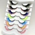 thumbnail image 3 of Pestañas postizas cortas de siete colores en degradado de ojos de gato para maquillaje de escenario navideño, 3 of 5