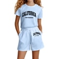 thumbnail image 2 of Girls 2 Piece Summer Outfits Girls Fashion Letter Print Casual Loose Short Sleeve Suit(4 14 Ages), 2 of 4