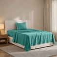thumbnail image 3 of Lux Decor Collection Twin XL Bed Sheets - Brushed Microfiber 3 Piece Bed Sheets Set Upto 16 Inches Deep Pocket, Teal, 3 of 10