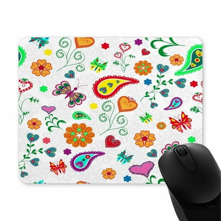 Pop Floral Hearts Butterfly Rectangle Mousepad Mouse Mat Computer