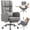 Gray, variant on Primy Cross Legged Office Chair with Footrest & Convertible Armrests, 500LBS Capacity Home Desk Chair, Ergonomic Recliner with Lumbar Pillow, Criss Cross Design, Big and Tall Executive Chair