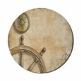 thumbnail image 1 of Nautical Mouse Pad for Computers, Steering Wheel Compass Vintage Map Setting Captain's Chamber Finding Treasure Print, Round Non-Slip Thick Rubber Modern Mousepad, 8" Round, Beige, by Ambesonne, 1 of 2