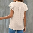 thumbnail image 4 of ZOELNIC Women's Summer V Neck Ruffle Short Sleeve Blouse Business Office Casual Top Shirts,L, 4 of 6