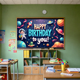 thumbnail image 4 of Colorful Design Space Birthday Banner Astronaut Cartoon Rocket for Kids Party Indoor Decoration Celebration, 4 of 7