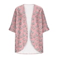 thumbnail image 5 of yoeyez Lightweight Cardigans for Women Floral Print 3/4 Sleeve Kimono Cardigan Loose Cover Up Casual Summer Beachwear 2026 Pink,M, 5 of 6