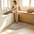 thumbnail image 6 of Large L Shaped Kitchen Rug,Sector Textured Corner Mat,Absorbent Quarter Round Rug for Sink Bathroom Washable Floor Cover,39 Inch,Khaki, 6 of 7