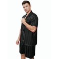 thumbnail image 5 of LONXU Men's Pajamas Short Sleeve Silk Satin Luxury Drawstring Nightwear Sets S - XXXXL, 5 of 7