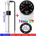 thumbnail image 1 of 0-190 Ohm Water Level Sensor 52mm Water Level Gauge With 7 Color Backlight Water Tank Meter Indicator Gasoline Boat Car 12v 24v, 1 of 1