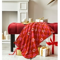 Way to Celebrate Super Soft Cozy Valentines Day Oversize Plush Throw Blankets, Check Hearts