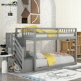 thumbnail image 3 of Bellemave Twin Over Twin Bunk Bed With Stairs Wood Bunk Bed Frame with Storage and Guardrail Bunk Bed, Floor Bed with Wood Slats Support, Gray, 3 of 12