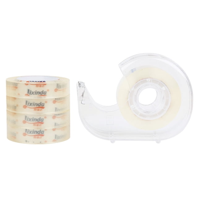 Graflsoa 1.2cm Tearable Adhesive Tape Set - 12mmx30Y, 5 Rolls with 1 Transparent Cutter (Random Color) for Office & School Use