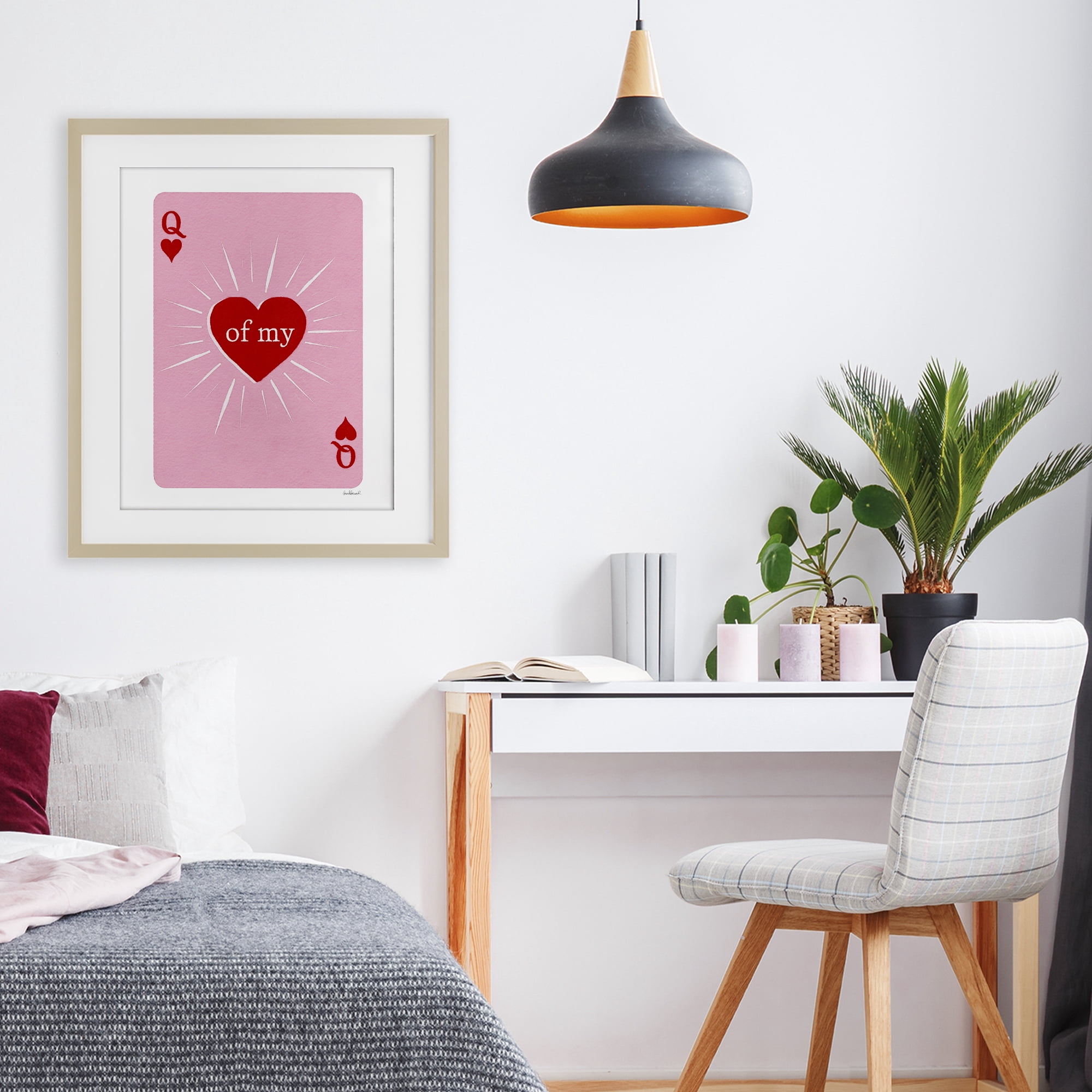 Queen Of My Heart Card Birch Framed Print Under Glass, design by Amanda Greenwood