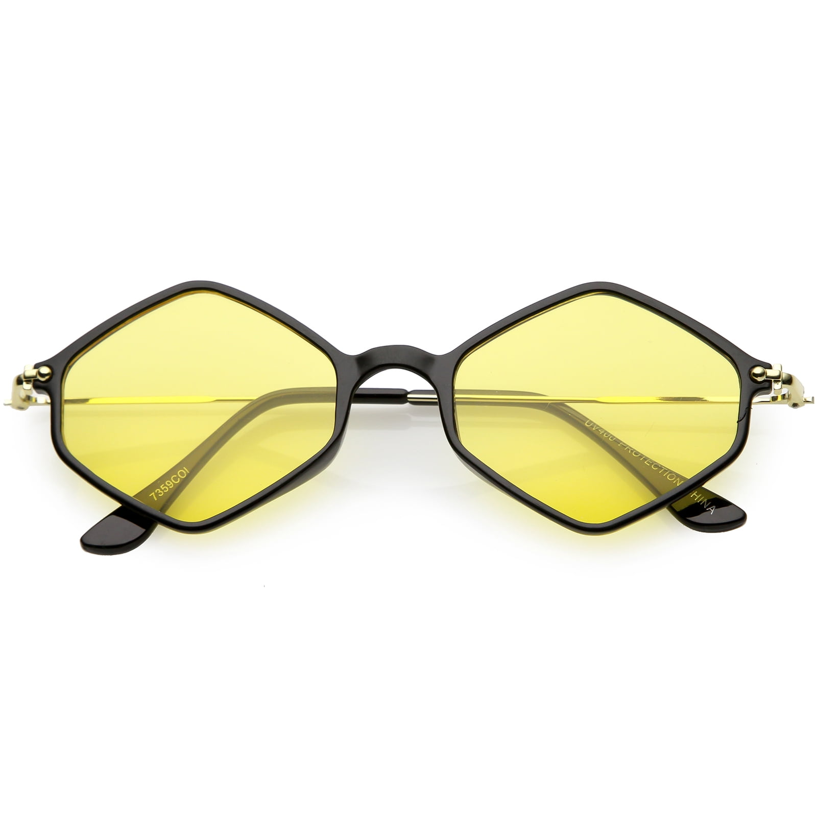 Trendy Hexagon Rectangle Sunglasses with Tinted Lens Gold Metal Frame UV400 Vintage 00s Black Gold Hexagon Shape Tinted Transparent  main image 4