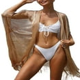 thumbnail image 2 of Femme Bikini Cover Up Manteau Réfléchissant Transparent Demi-Manche, 2 of 6