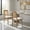 Natural + Beige, variant on Demi Bonn Folding Dining Chair Set of 2, Rubber Wood Frame, Linen Padded Seat, Coffee Finish, Gray