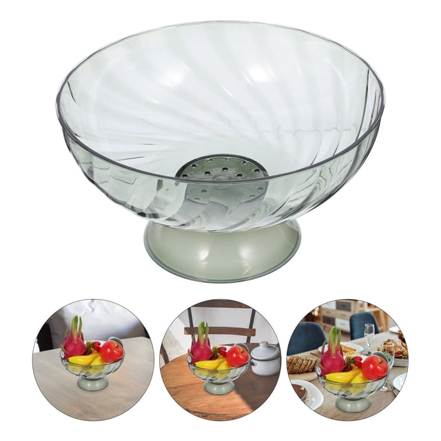 OULII Bols de Rangement pour Fruits en Plastique, Égouttage, Design Piédestal, Déco de Table à Manger, 1 Pcs