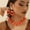 orange, variant on Classic Fashion Aluminum Chain Necklace Earring Set Mother's Day Gift Party Fashion Outward Travel World Cup Clothing Accessories