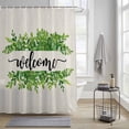 thumbnail image 3 of WELCOME Green Leaves Shower Curtain, Summer Farmhouses Countryside Waterproof Shower Curtain Set with 12 Hooks Lightweight Bath Curtains Fabric Bathroom Decor 72x78 Inches, 3 of 9