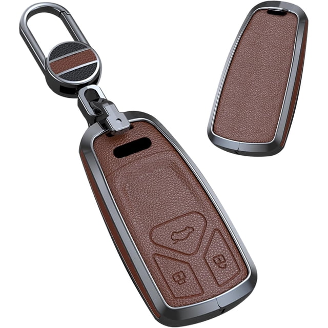 Key Fob Cover Compatible with Fit for Audi A4 A3 Q3 Q5 Q7 TT TTS RS3 S4 S3 A1 S6 RS4 RS6 Q2L ABS Smart Remote Key Case Keychain Case Holder Protector,Short-keychain-brown