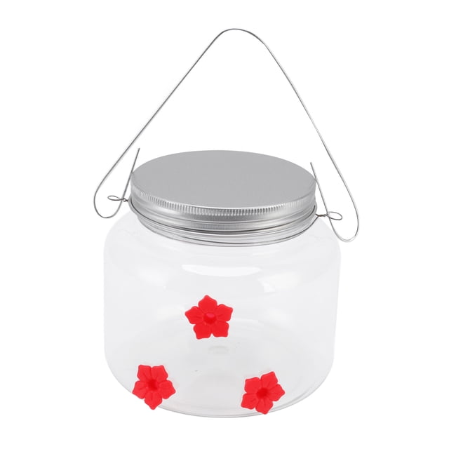 Comedero para colibríes transparente, colgante, decorativo, portátil, para agua y comida, para patio y jardín, 475 ml