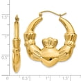 thumbnail image 4 of Real 14kt Yellow Gold Polished Claddagh Hoop Earrings; for Adults and Teens; for Women and Men, 4 of 4