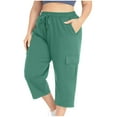 thumbnail image 2 of FRSASU Plus Size Capris for Women Solid Loose Drawstring Workout Sweat Pants with Pockets Mint Green XXXL(XXXL), 2 of 9